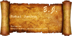Bakai Janina névjegykártya